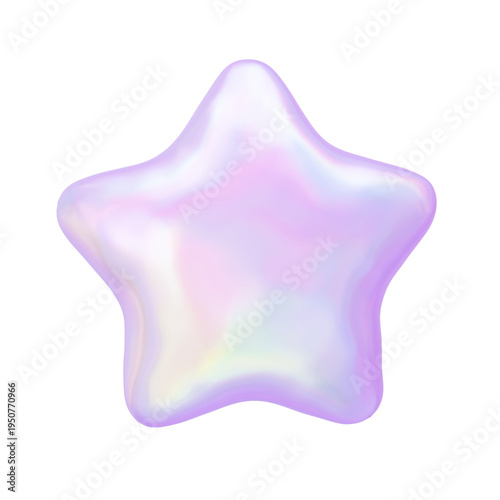 Foto Holographic Iridescent 3D Star Shape with Transparent Background, Pearlescent Gl