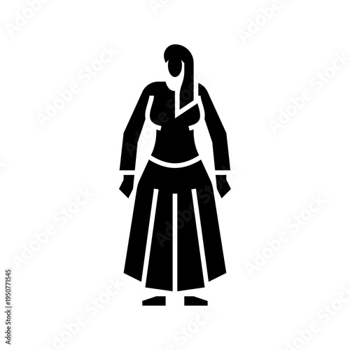village woman character glyph icon. woman character illustration.