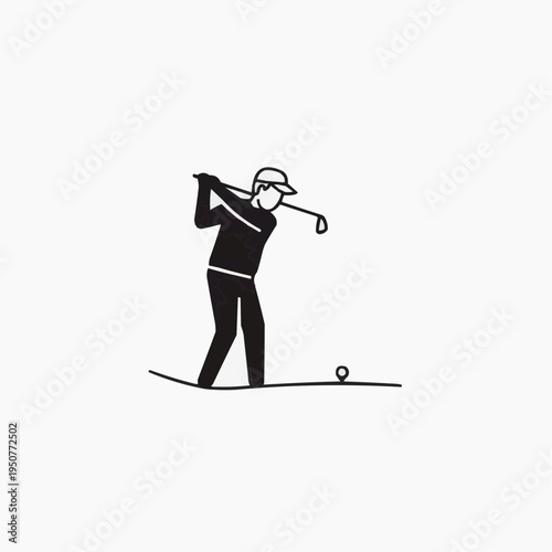 Senior man playing golf on the course in a dynamic pose  
