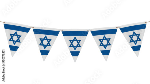 Celebrate Israel Independence Day with patriotic blue and white pennant banner, perfect for parties and festive decorations