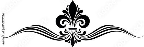 Elegant black fleur de lis design element on for decoration