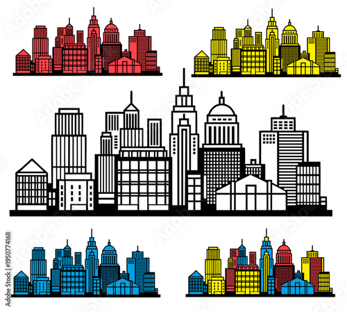 City skyline silhouette representing urban life and modernity