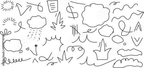 A collection of abstract doodles and scribbles on a white background