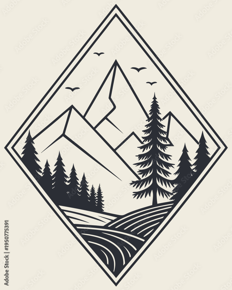 Obraz premium A festive vector illustration of a green fir Christmas tree silhouette with a star symbol and winter snow decoration for a Merry Xmas holiday celebration card or New Year forest season design