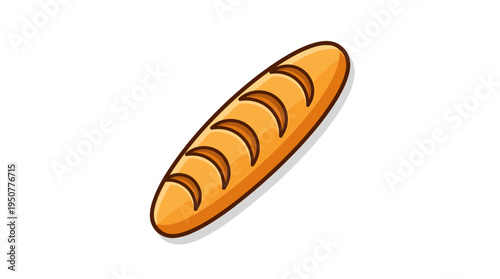 Flat design icon of a French baguette with scoring