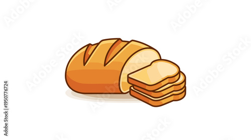 Loaf of bread with sliced bread pieces illustration