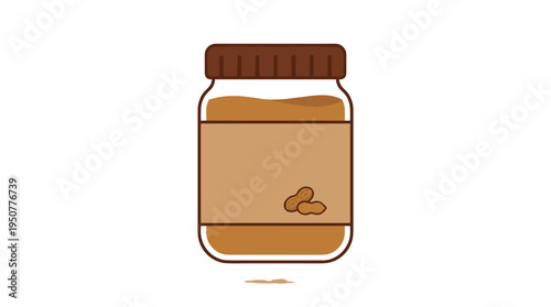 Flat design peanut butter jar with peanuts illustration