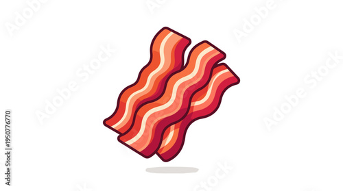 Crispy bacon strips in a flat design style
