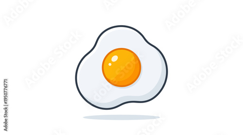 Flat design fried egg illustration with subtle shadow