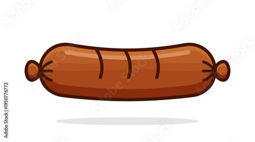 Single cartoon sausage with tie-offs on ends
