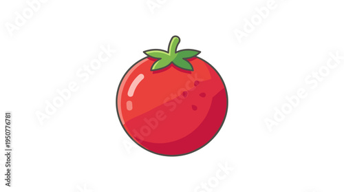 Simple flat design tomato illustration with green stem