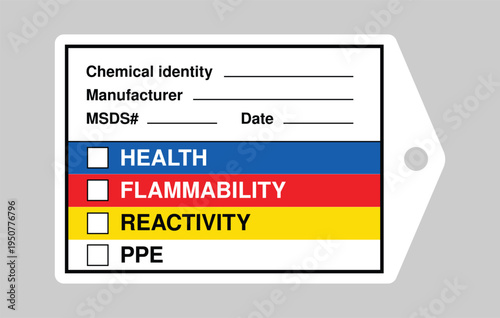 Chemical Hazard Identification Tag – Health Flammability Reactivity PPE Safety Label
