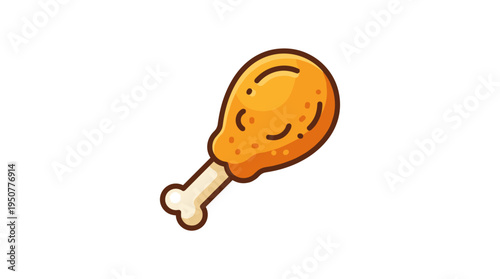 Flat design fried chicken drumstick icon