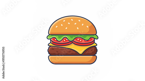 Flat design hamburger icon with fresh ingredients