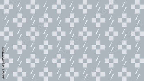 Geometric Pattern with Crosses and Raindrops on Light Grey Background