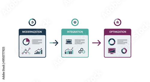 Set of 3 business process icons vector