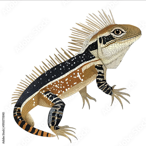 simple vector spiny lizard clipart illustration white background vector art style simple design flat illustration no shadows