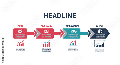 Set of 4 business process icons vector