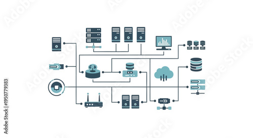 Set of technology and network icons vector