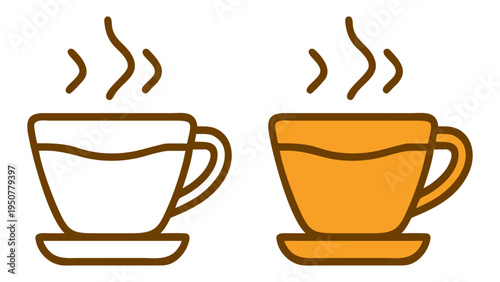 Steaming Cups: Two artistic cups of hot beverages emit soft, curling steam in a delightful display, offering a sense of warmth and comfort.
