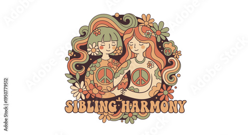 Illustration of Two Sisters with Instruments.