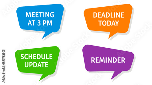 Colorful Business Task and Event Reminder Speech Bubbles 