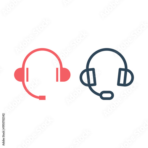 Headphones earphones flat icons set. Headset illustration.