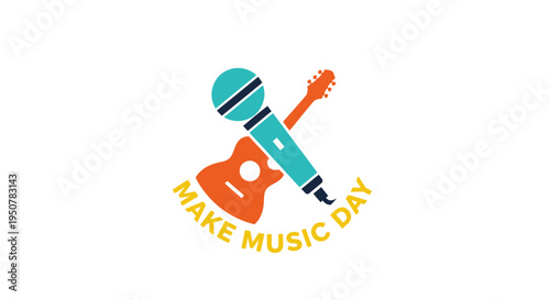Microphone and Guitar Make Music Day.