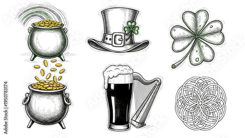 Collection of traditional motifs and symbols with a festive celebratory feel