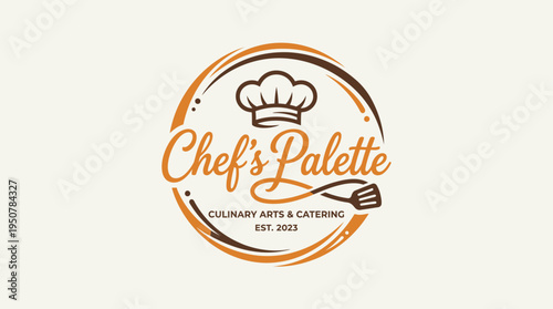 Creative Chef Logo with Hat and Spatula Modern Restaurant Food Branding Design