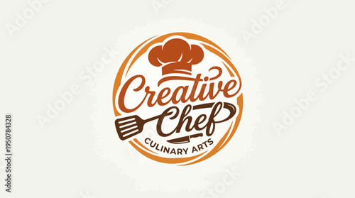 Creative Chef Logo with Hat and Spatula Modern Restaurant Food Branding Design