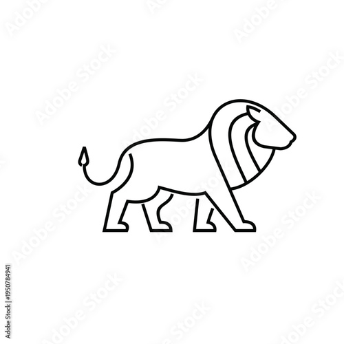 Minimalist Line Art Lion Standing Logo Icon