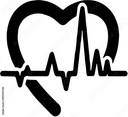 heart and heartbeat symbol,heart symbol, love sign, cardiology, medical health, pulse monitoring and emergency care.
