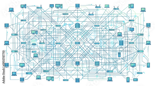 Abstract Representation of a Complex Interconnected Network System with Numerous Devices and Connections