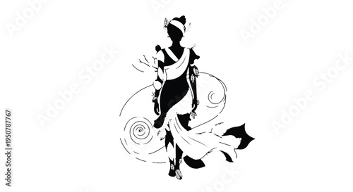 stylized woman dancing alone vector silhouette illustration