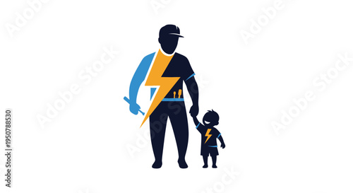 Father and Son Superhero Costume Illustration.