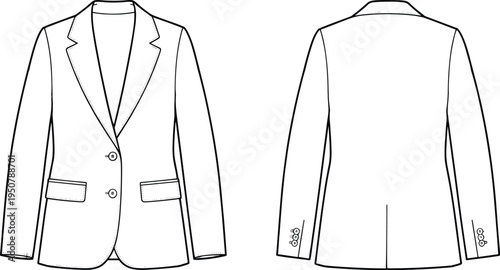 Front and back view of a women's blazer jacket women's clothing
