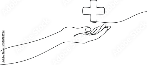 Hand Holding a Medical Cross Symbol illustration