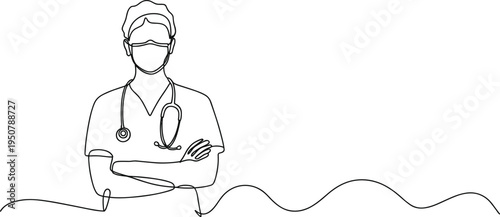 One-Line Drawing of a Medical Professional