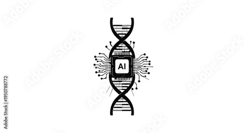 DNA helix with AI technology concept for genetic engineering and artificial intelligence