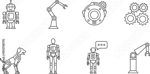 Collection of Robot and Mechanical Icons android technology