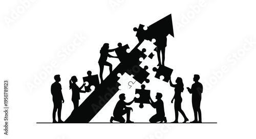 business teamwork collaboration concept silhouette illustration