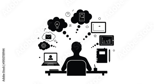 businessman thinking about digital marketing strategy