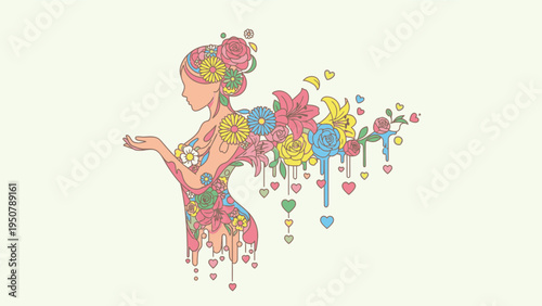 Woman with colorful paint splatter art.