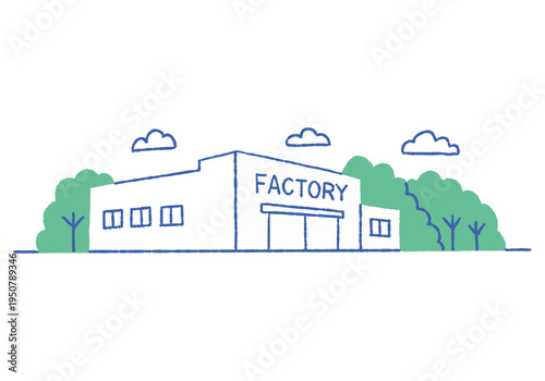 Exterior of a factory surrounded by nature_Color