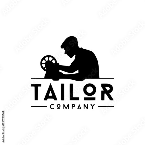 Tailoring equipment icon showing an old-fashioned sewing machine, solid black vector silhouette, minimal monochrome design, centered composition.