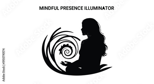 mindfulness meditation silhouette woman spiral presence