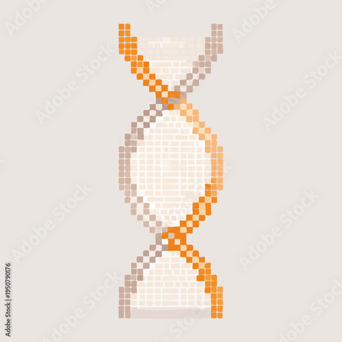 Pixelated DNA Strand - Genetic Code Visualization.