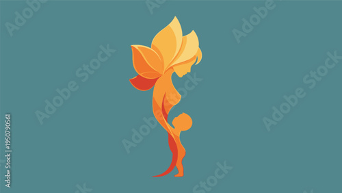 Stylized Female Figure with Floral Elements.