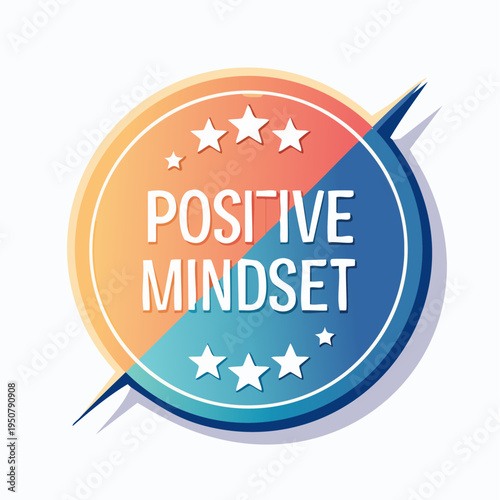 Positive Mindset Badge with Stars and Gradient Colors.